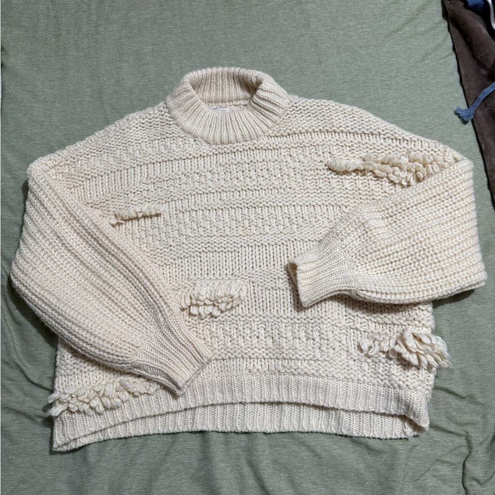 Chunky Cream Knit Sweater - Universal Thread- Cozy Textured Crewneck